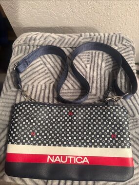 Nautica Navy, Red & White Patterned Crossbody Bag